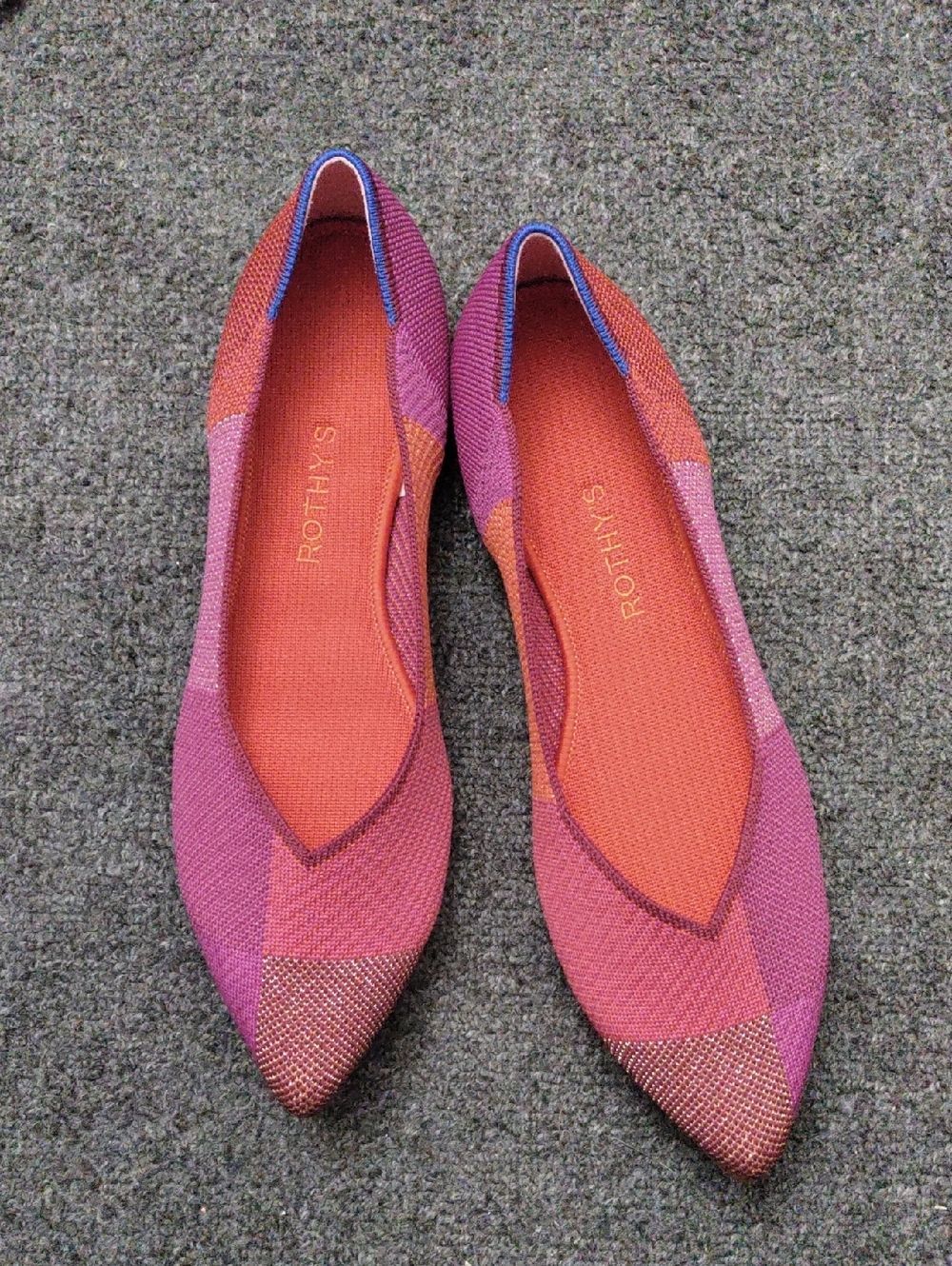 Rothy's Pink & Orange Pointed Knit Flats
